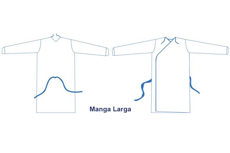 BATA AZUL MANGA LARGA