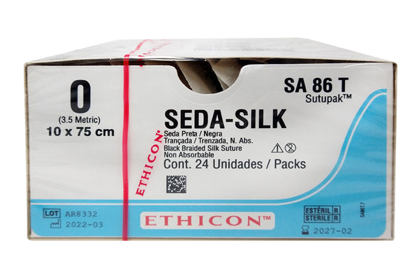 SEDA NEG 0 S.A 10HEBRAS 75CM R.SA86T X24  Para aproximación y/o ligadura de tejidos en todas las especialidades. 