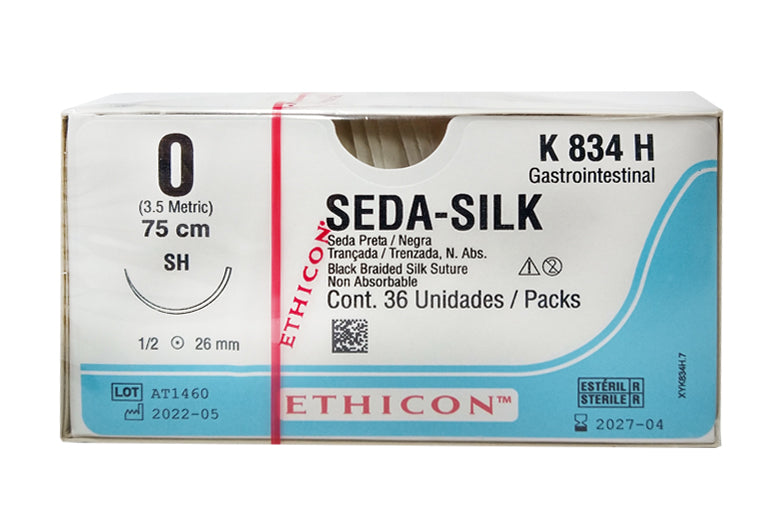 SEDA NEGRA 0 SH 75CM R.K834H X36  Para aproximación y/o ligadura de tejidos en todas las especialidades. 