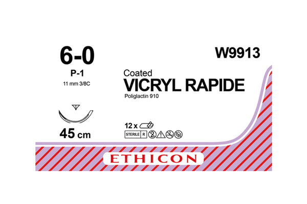 VICRYL RAPID 6-0 R.W9913  Sutura quirúrgica sintética estéril, absorbible, para aproximación y ligadura de tejidos en todas las especialidades.